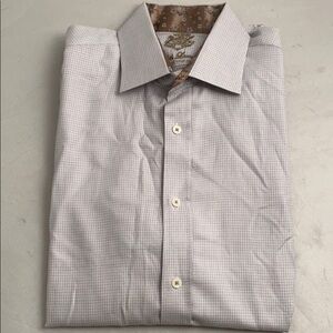 English Laundry button down shirt tan and navy check pattern